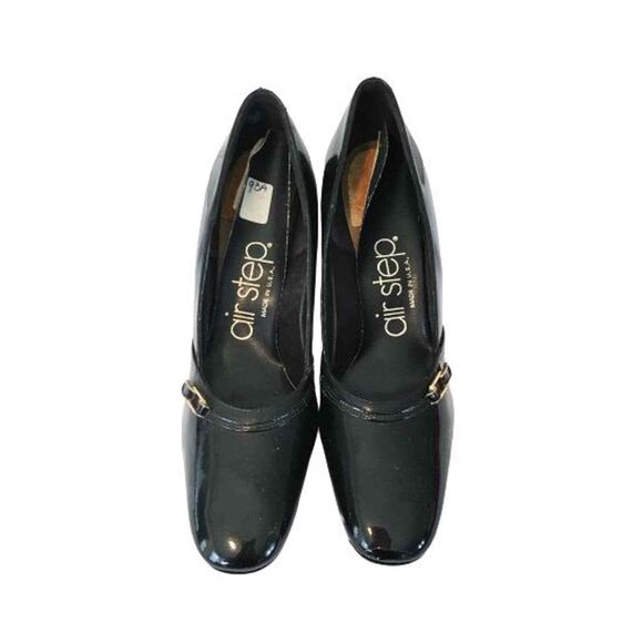 60s 70s Vintage New Old Stock Black Patent Leather Pumps by Air Step, Size 9 AAA - Picture 3 of 6